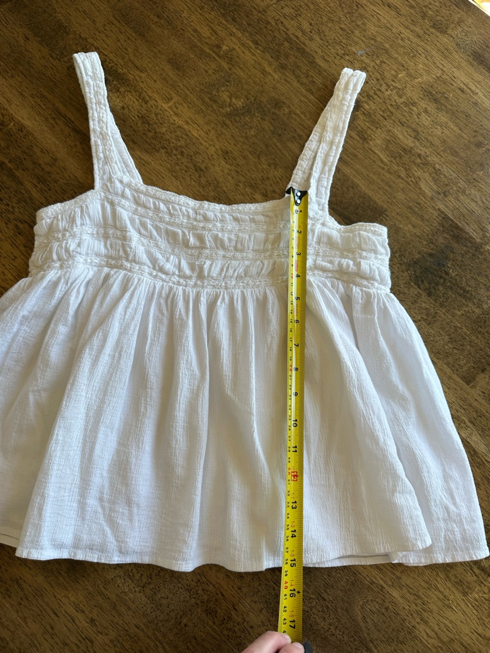 Neuflora Double Lined Smocked Square-Neck White Camisole Top Whimsy Cottage Core - Picture 8 of 10
